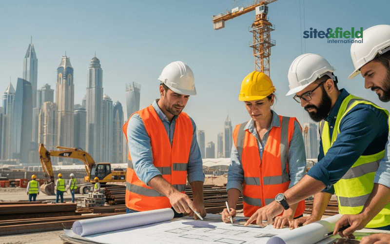 Spanish construction project managers in the UAE supervising quality standards