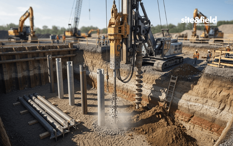 Deep foundation piles in construction
