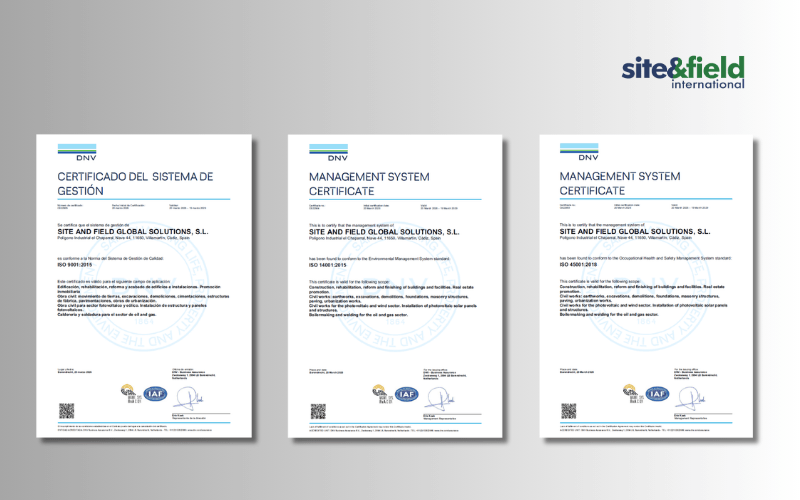 Site and Field ISO 9001 14001 45001 certification