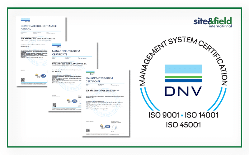 Site and Field gets ISO 9001 14001 45001 certification