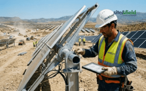assembly of solar tracker structures photovoltaic park