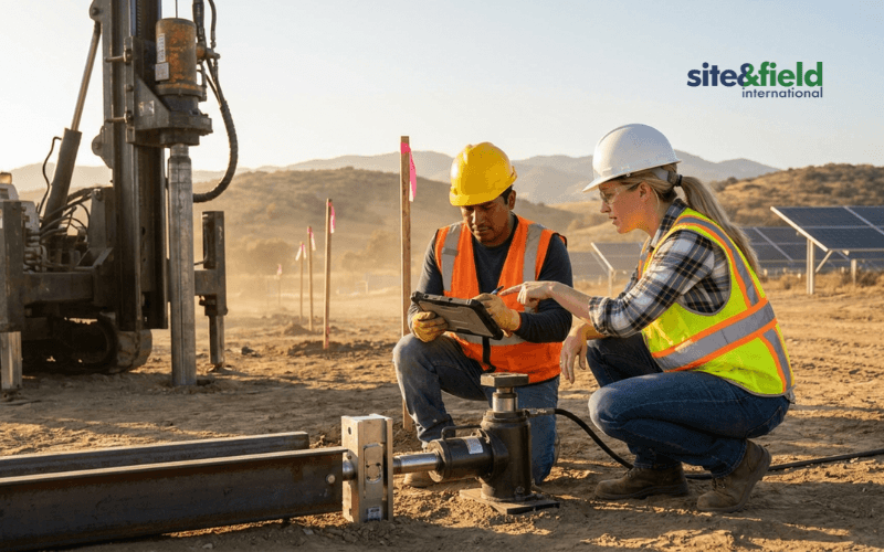 pull out test on driven pile with geotechnical study at photovoltaic site